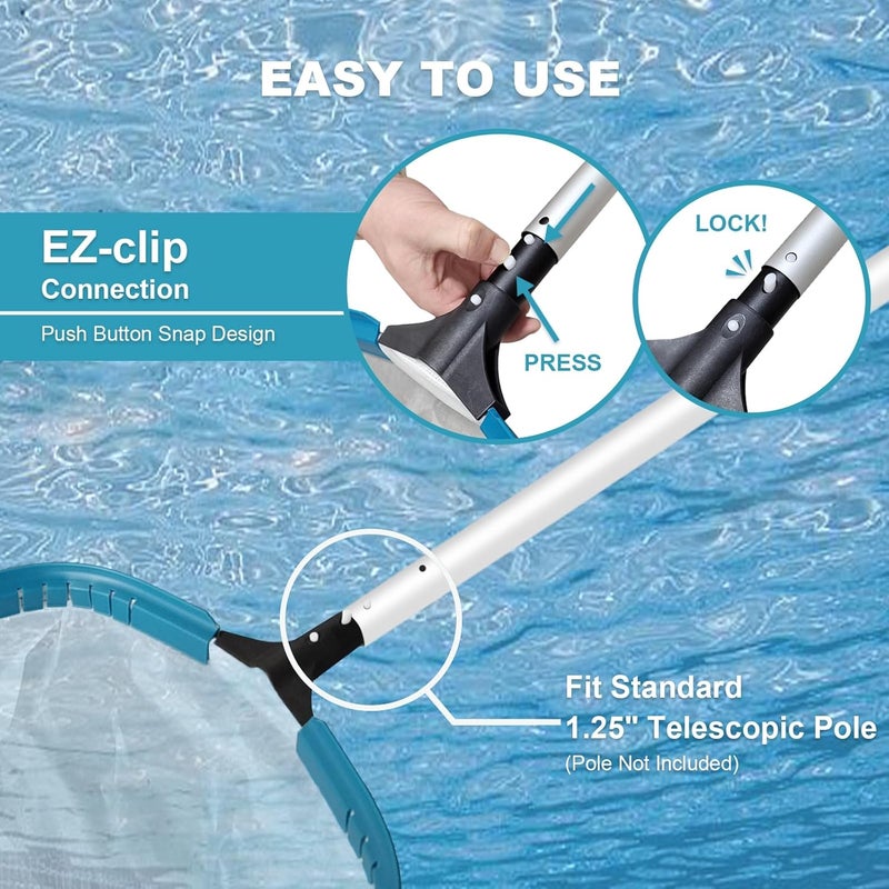 POOLWHALE 17.5" Heavy Duty Ultra Fine Mesh Pool Pollen & Sand Skimmer Rake, Aluminum Frame Deep Nylon Net, Pool Net for Above Ground & In-ground Swimming Pools (No Pole) - Image 5